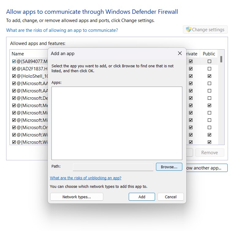 allow apps