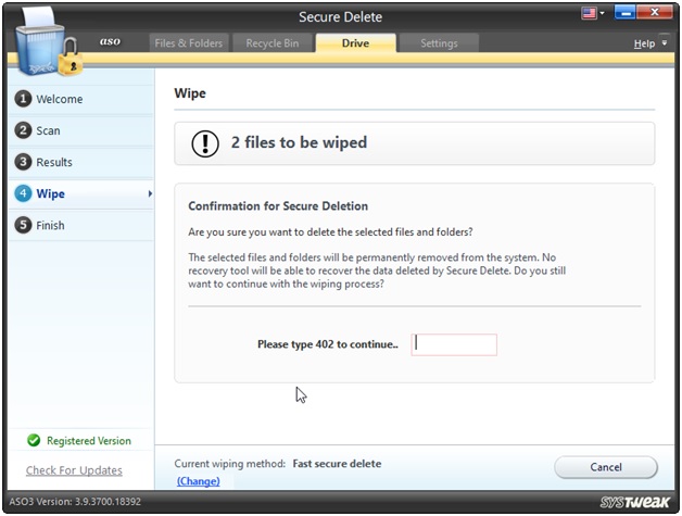 aso file wipe