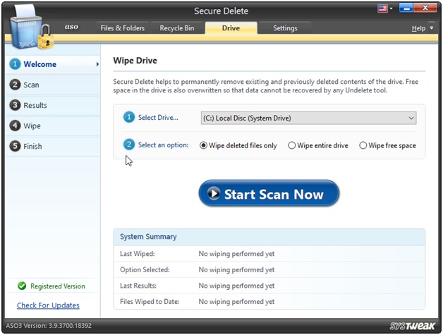 aso wipe drive
