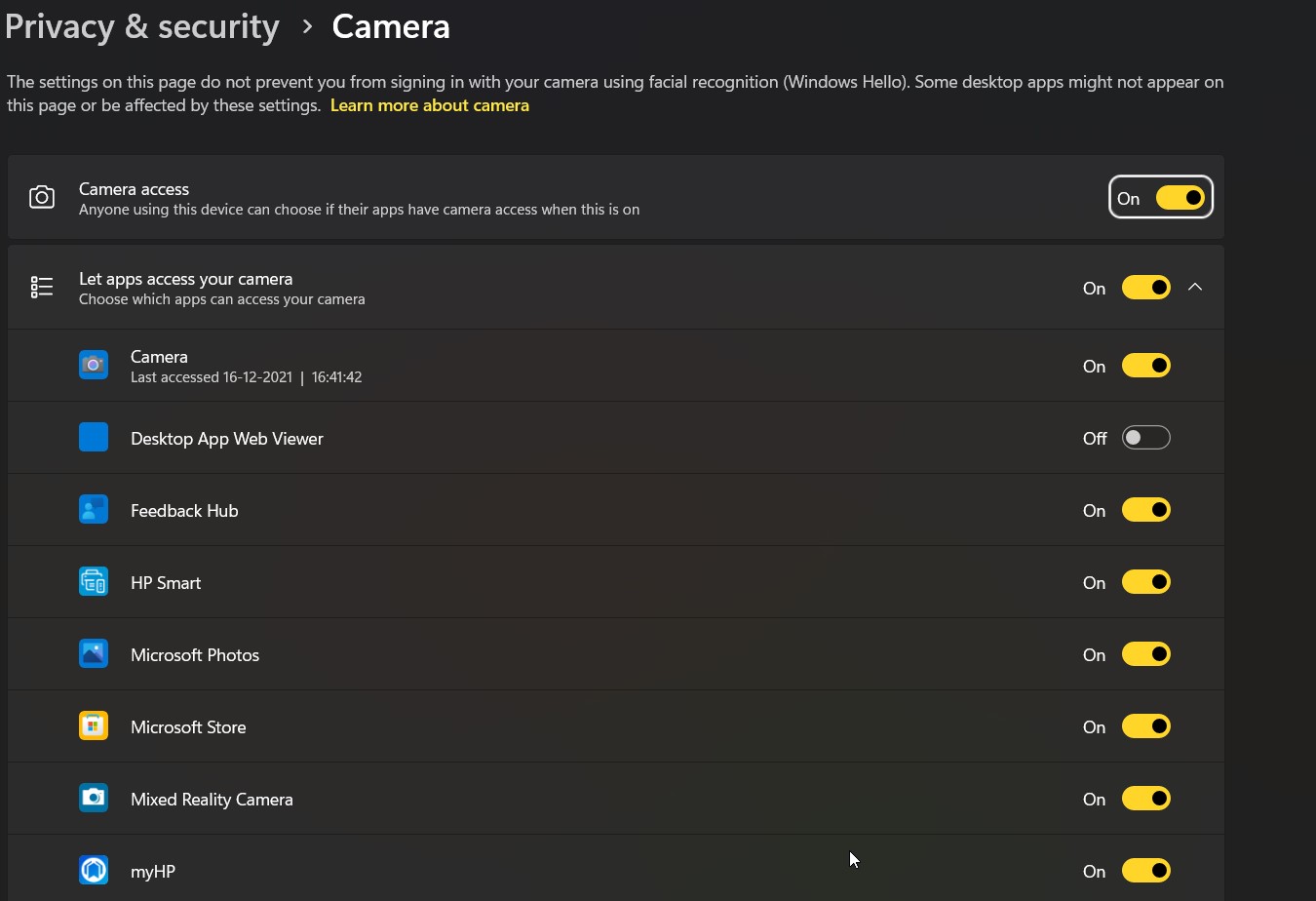 camera setting