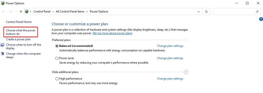 choose power button