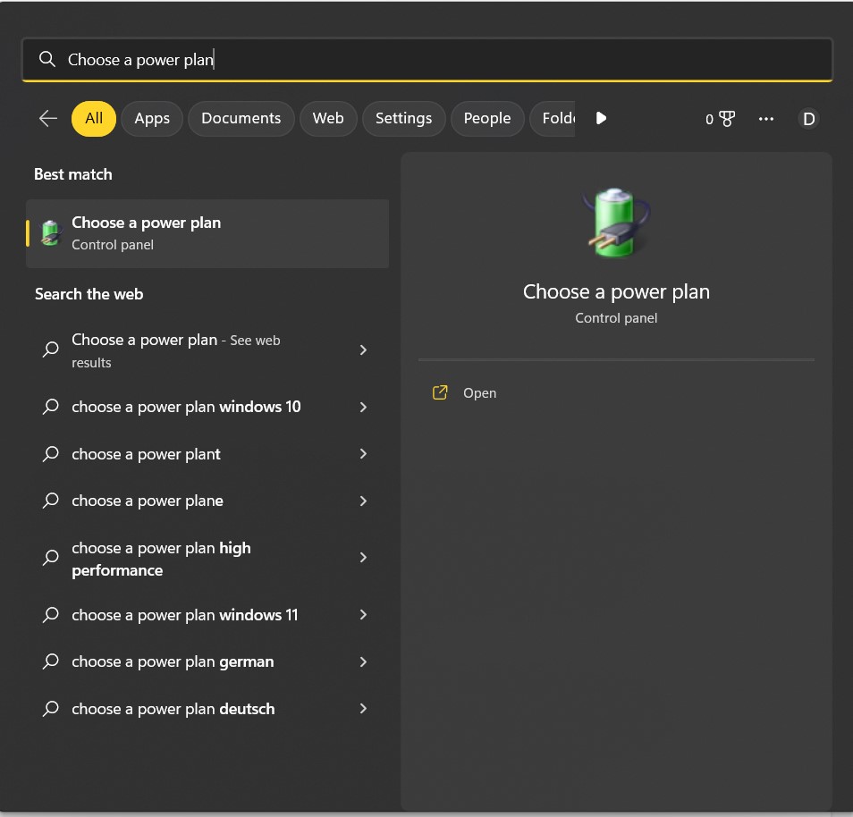 choose power plan