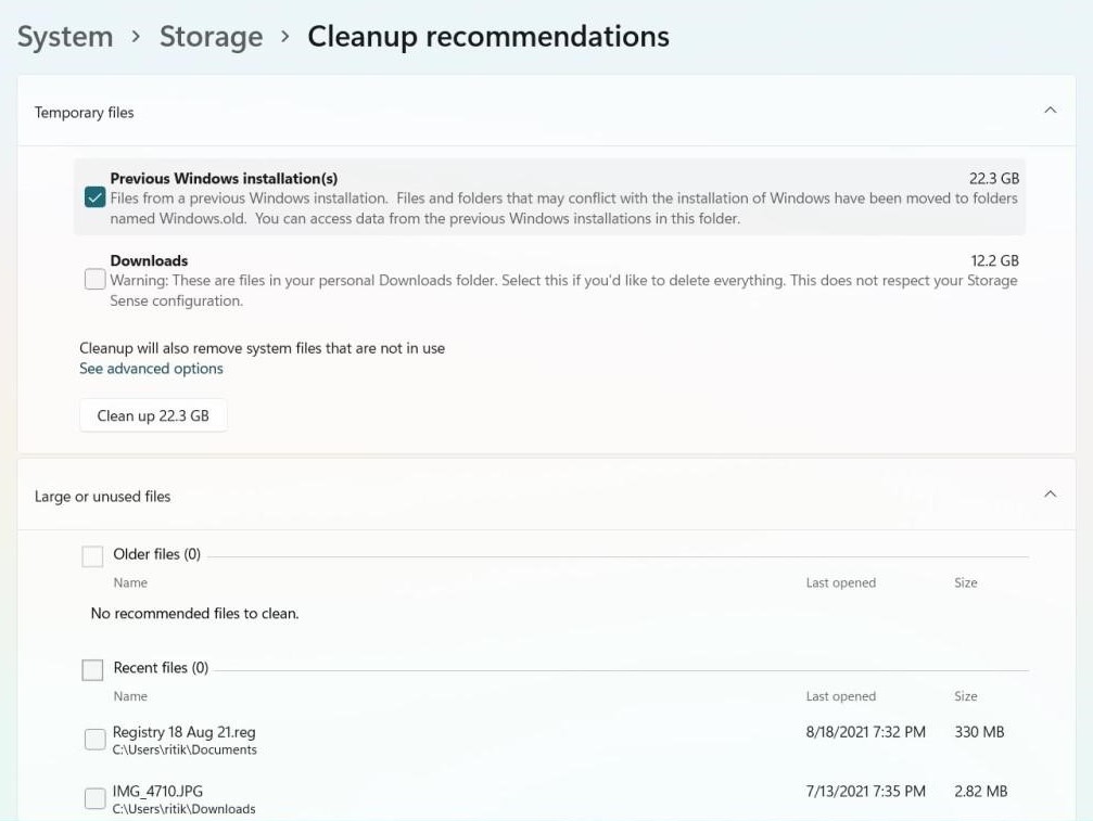 system cleanup 