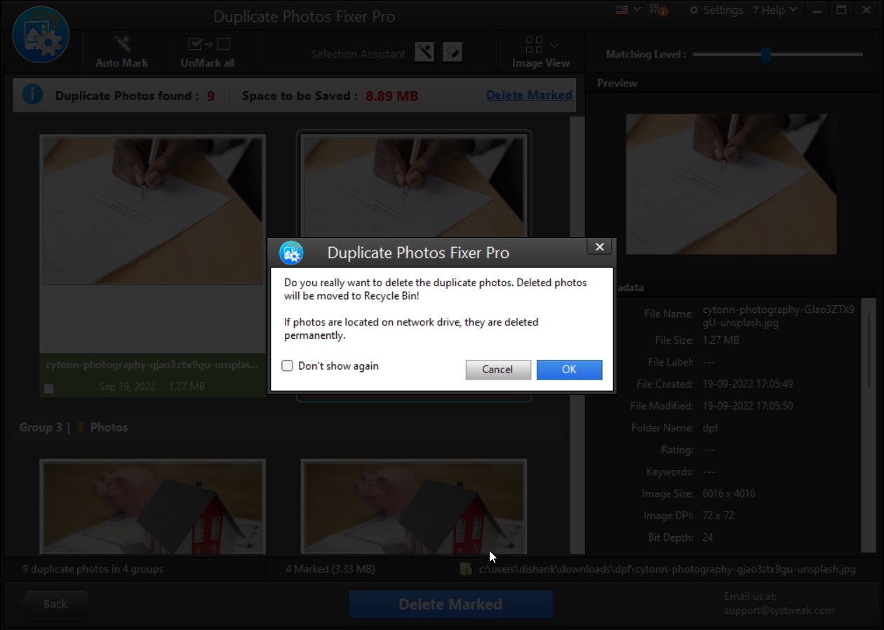 delete mark duplicate picture