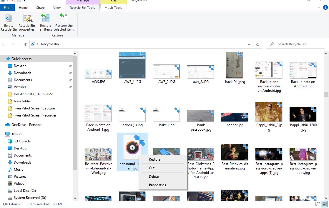 deleted files