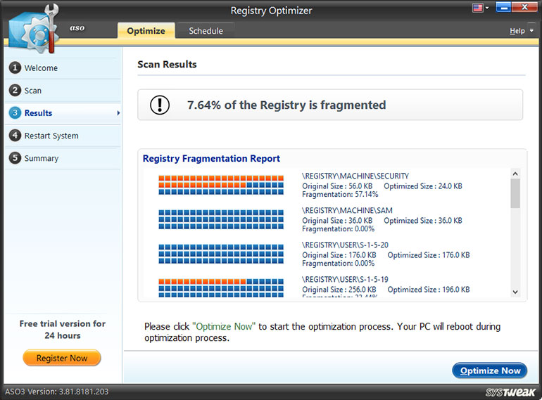 You will now get a detailed scan report showing the percentage of fragmentation You will now get a detailed scan report showing the percentage of fragmentation