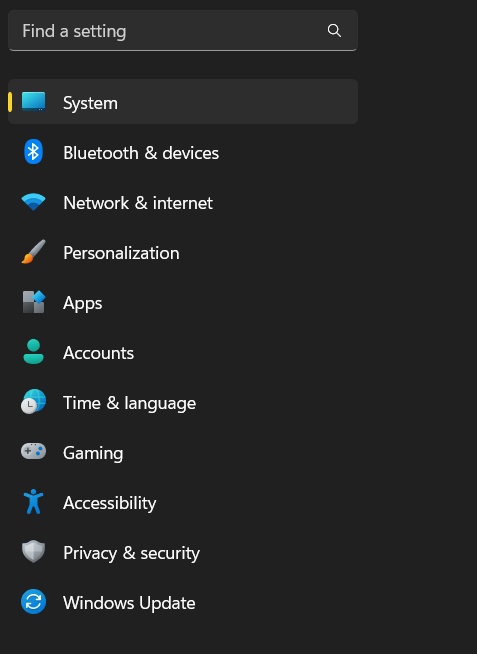 open system setting