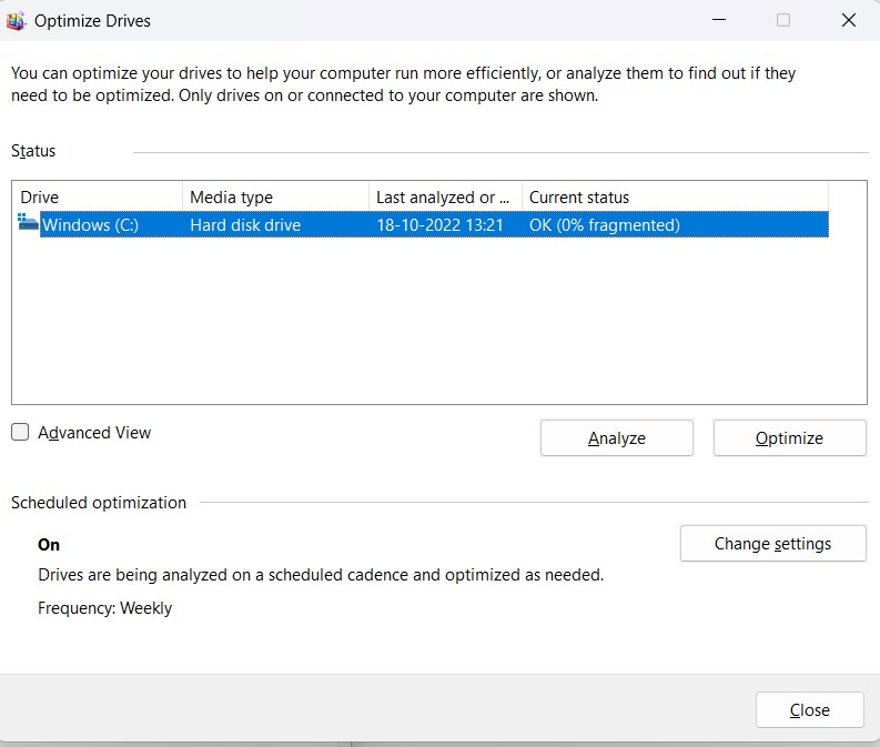 optimize drive
