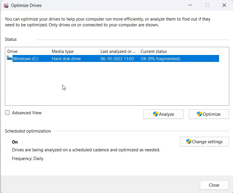 optimize drives