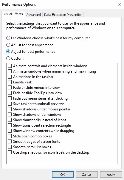 performance option