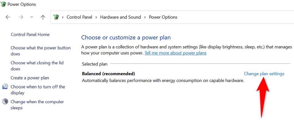 power options