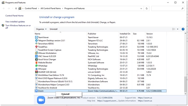 program and feature