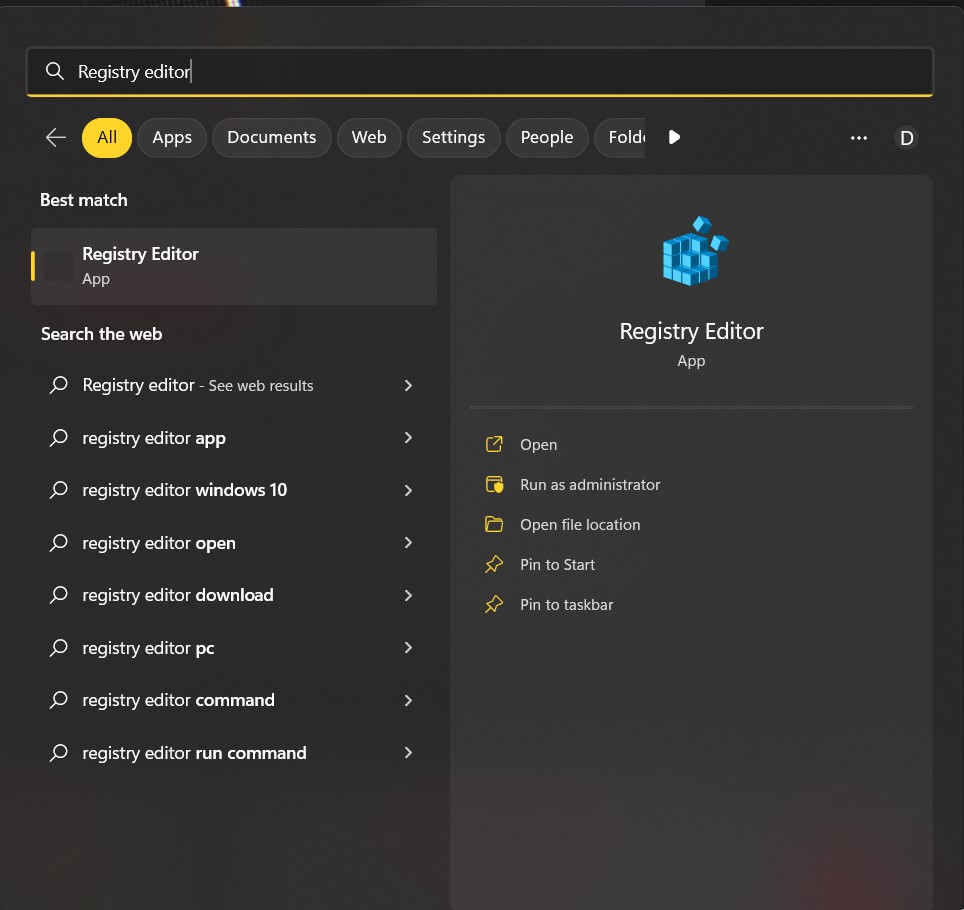 registry editor