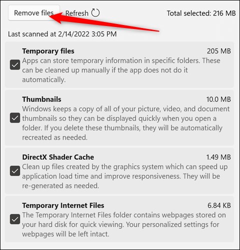 remove files