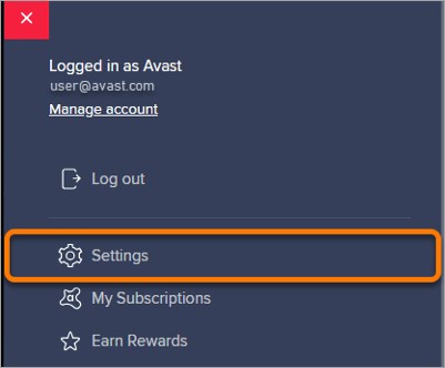 select setting tab