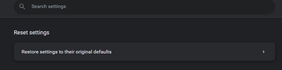 settings reset page