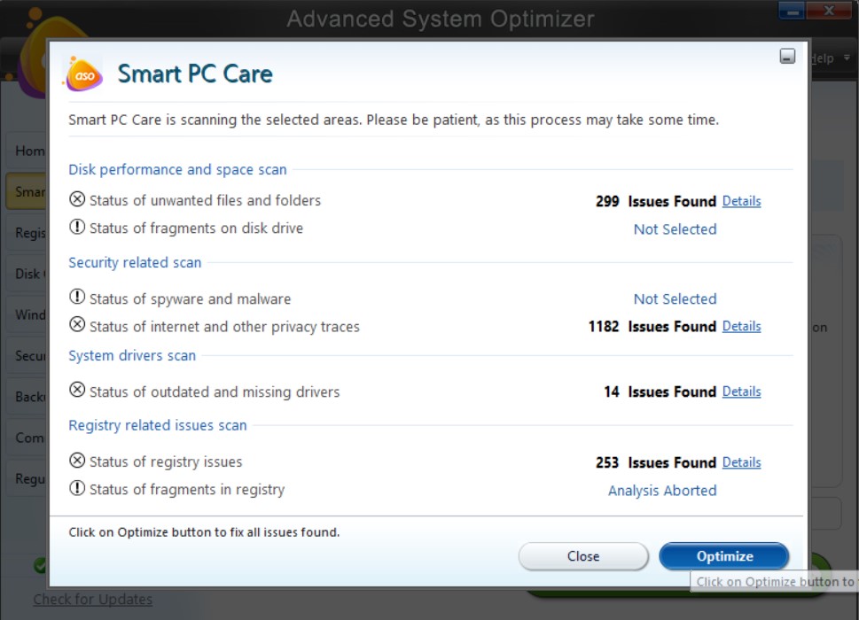 smart pc care optmize pc