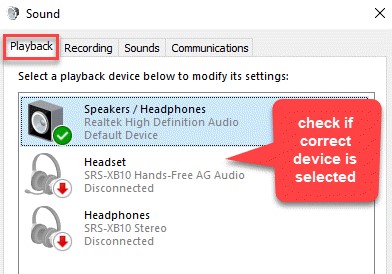 Click the Playback tab