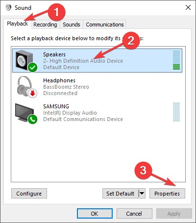 select your speakers