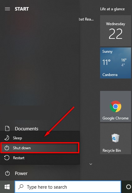 start window