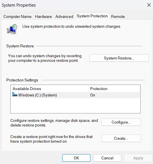 system properties