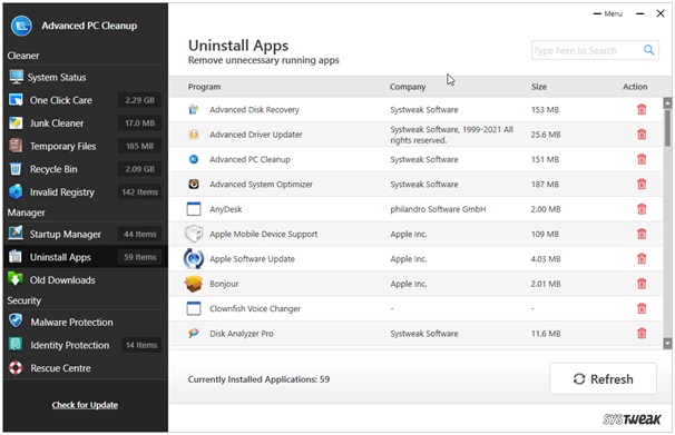 uninstall apps