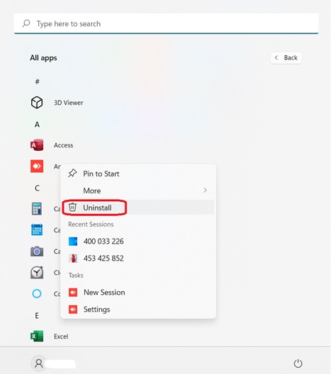 uninstall apps