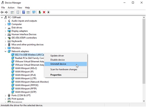 uninstall device
