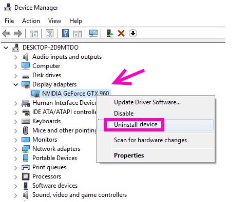 uninstall device