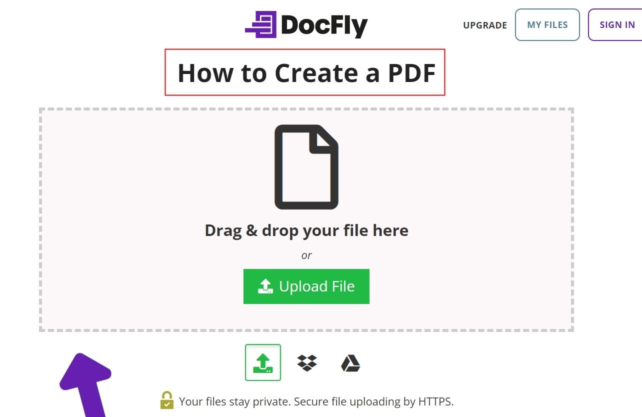 upload file option in online converter tool
