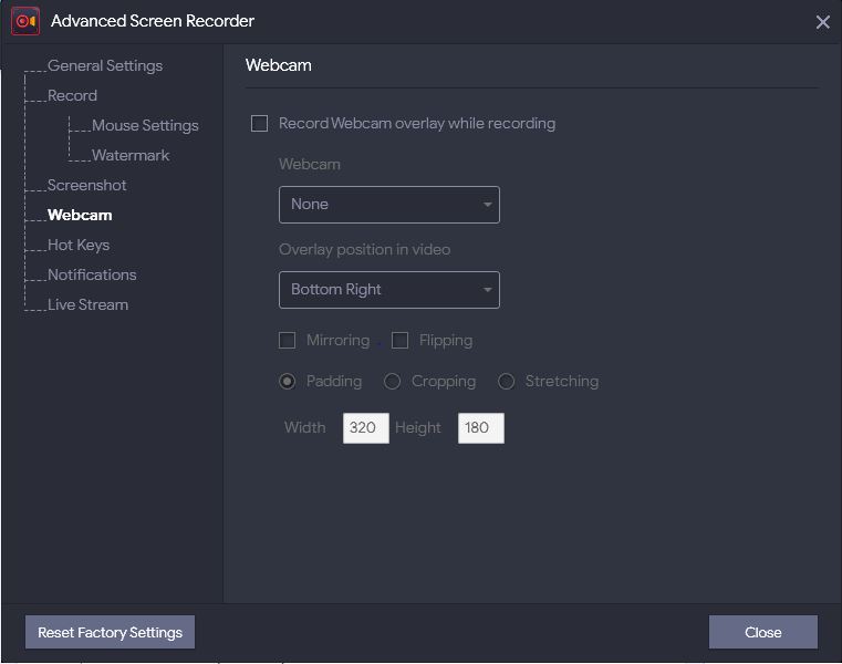 webcam option