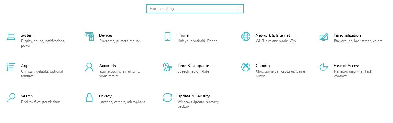 windows setting