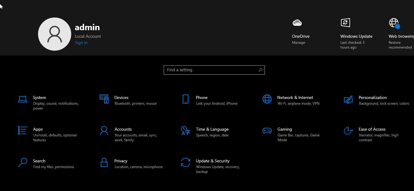Windows Settings