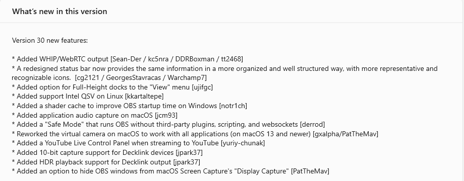 OBS_Latest features