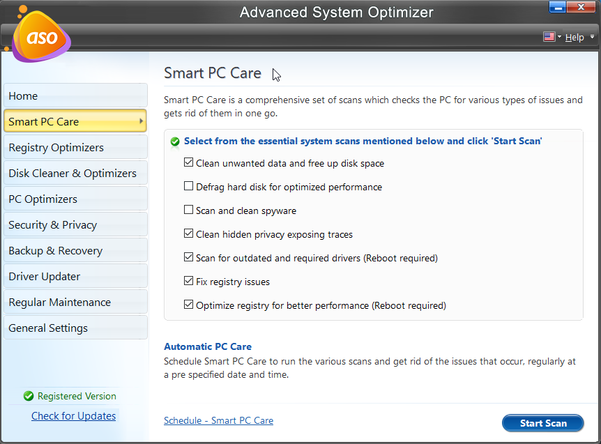 Smart PC Care option