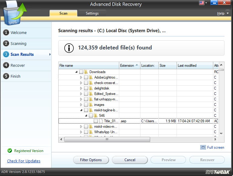 Advanced Disk Recovery_Scan Results