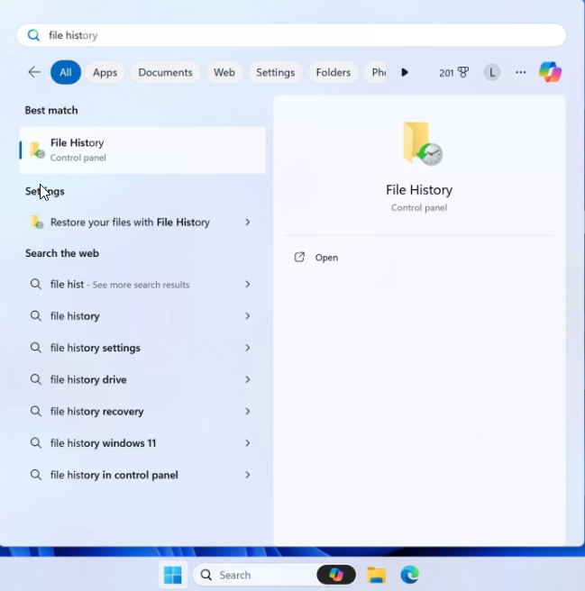File History option