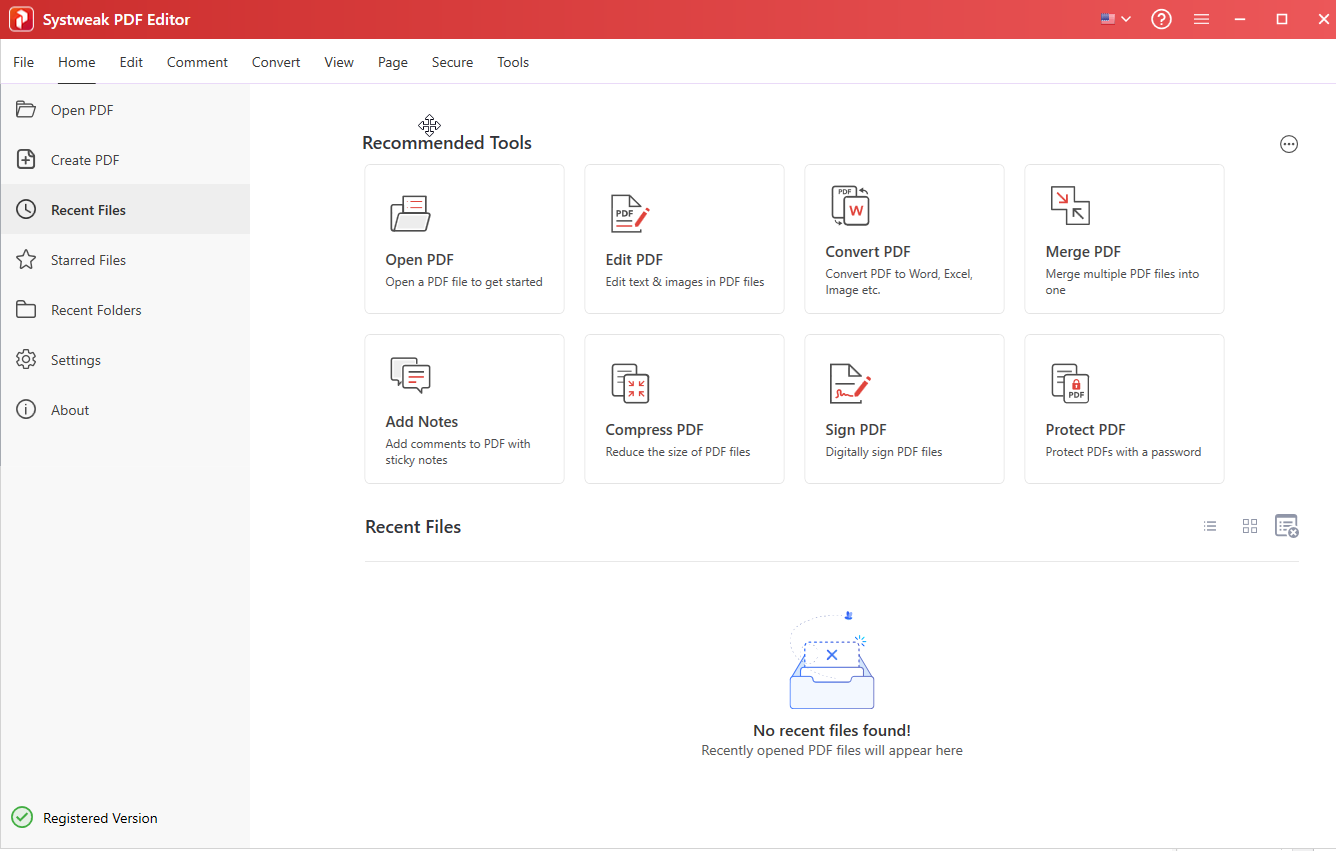 Systweak PDF Editor_Home Screen