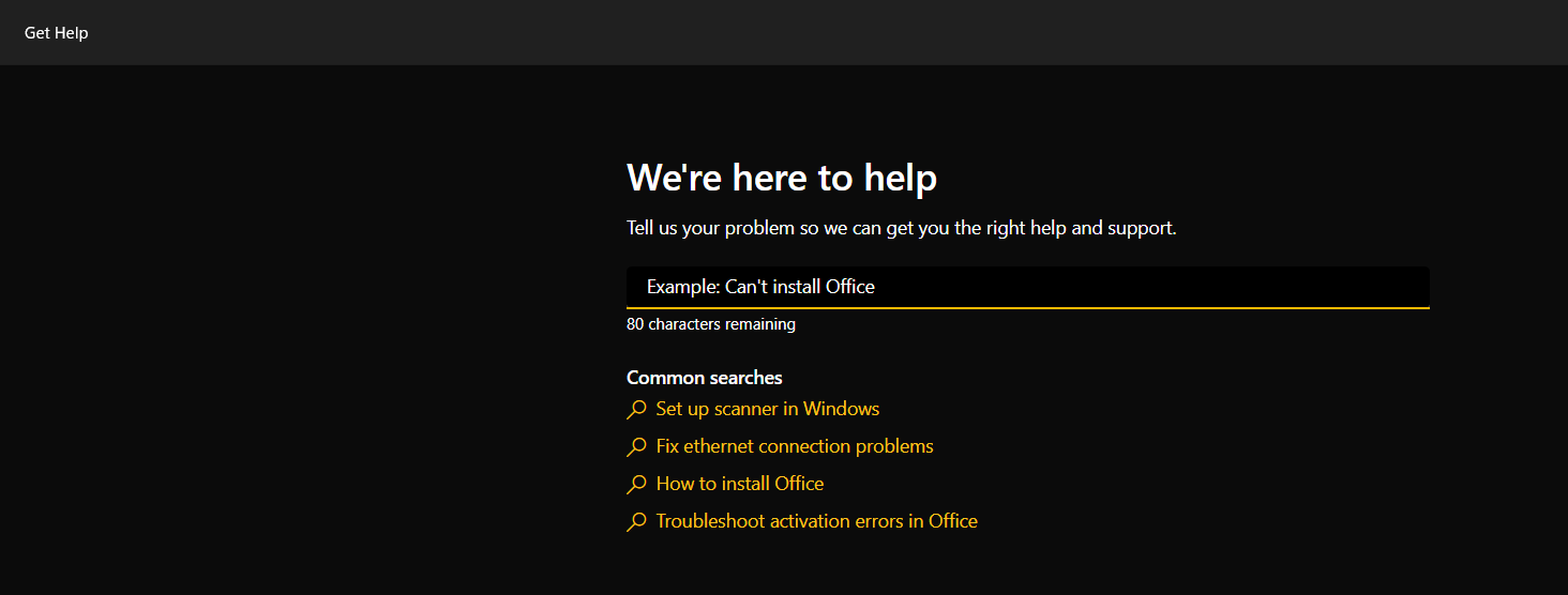 access the Get Help