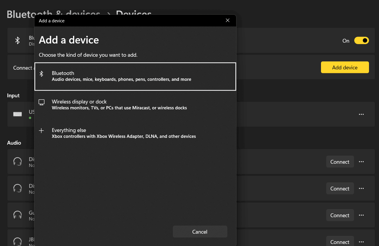 Add a device option
