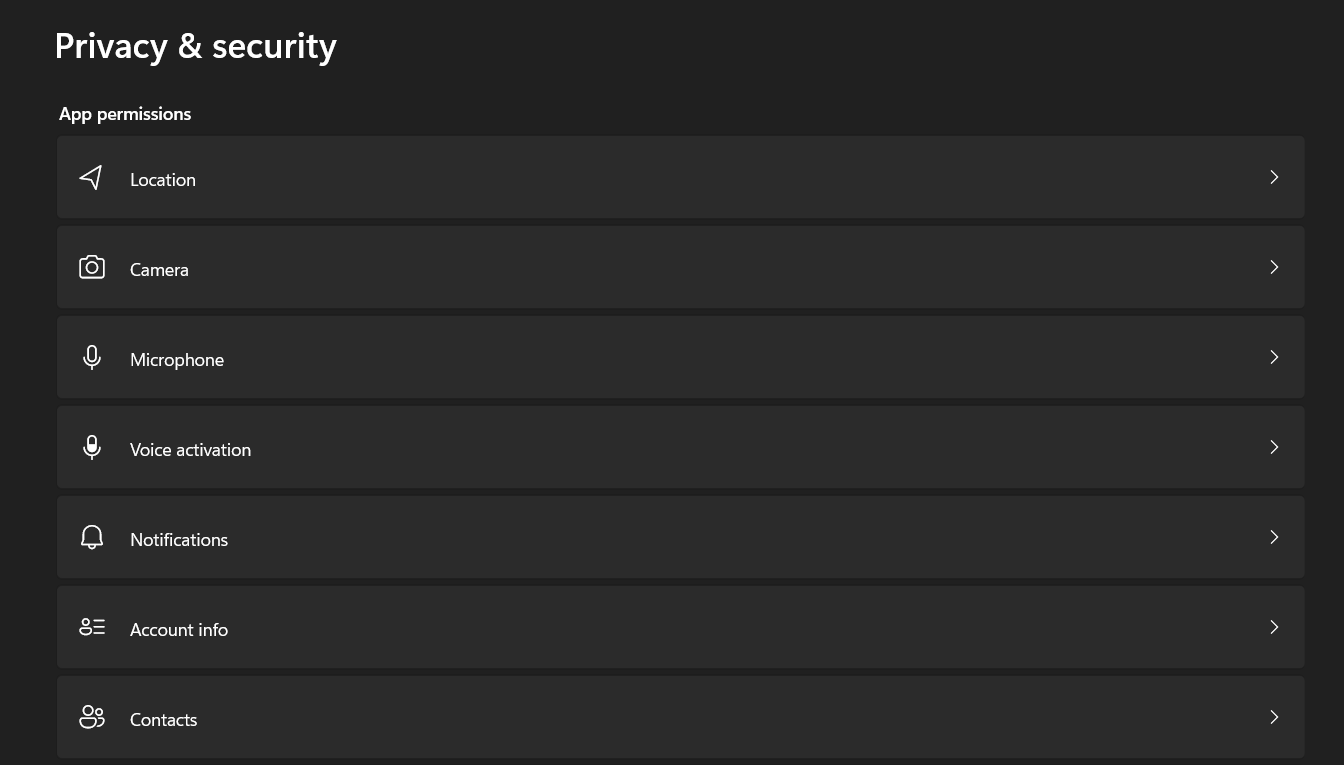 App Permissions Section