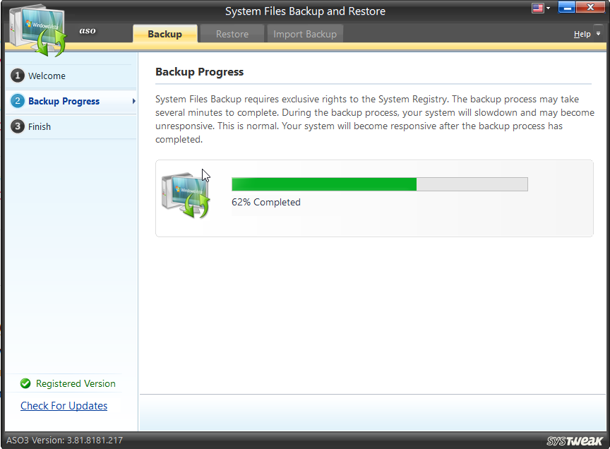 Backup progress