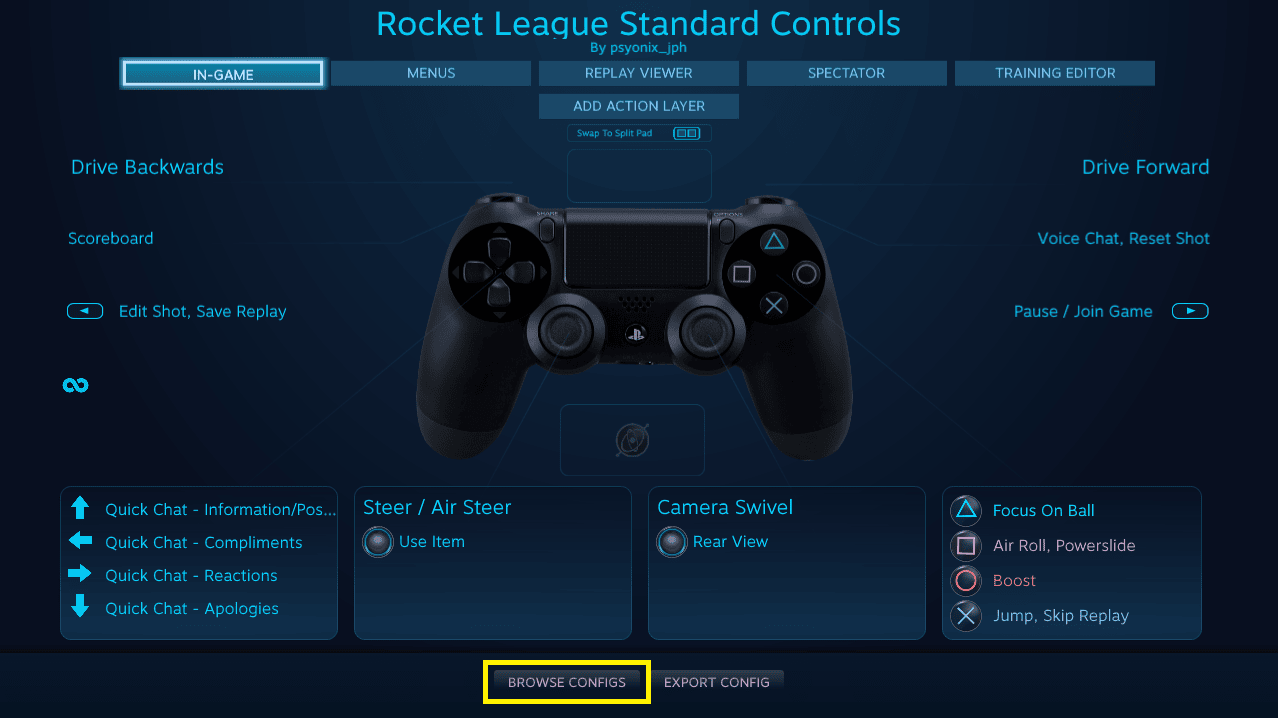 Browse Configs button