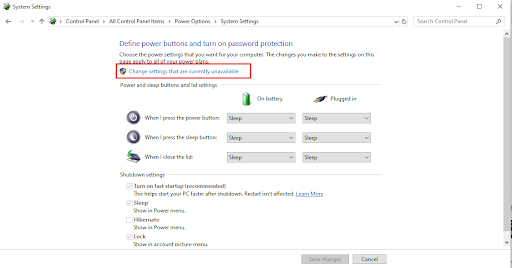 Change settings that are currently unavailable