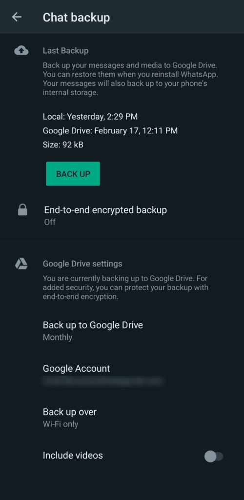 chat backup