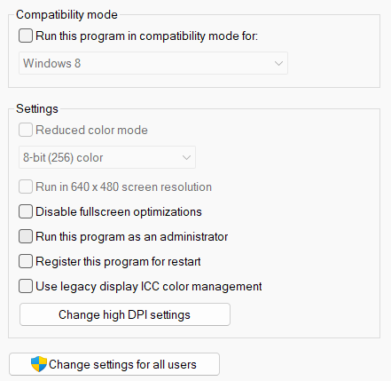 compatibility tab