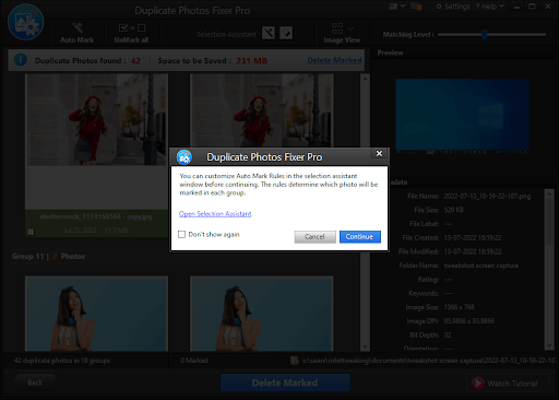 duplicate photos fixer pro popup shows