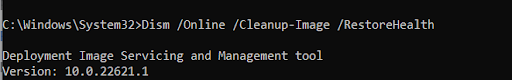 Enter RestoreHealth command