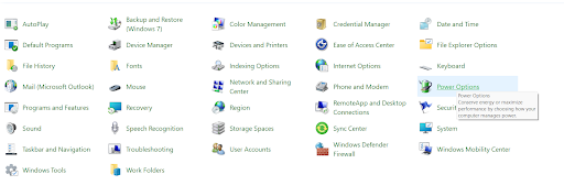 find Power Options