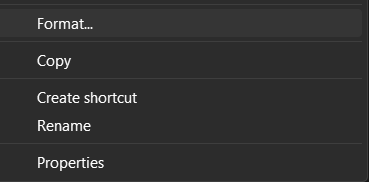 Format drive option